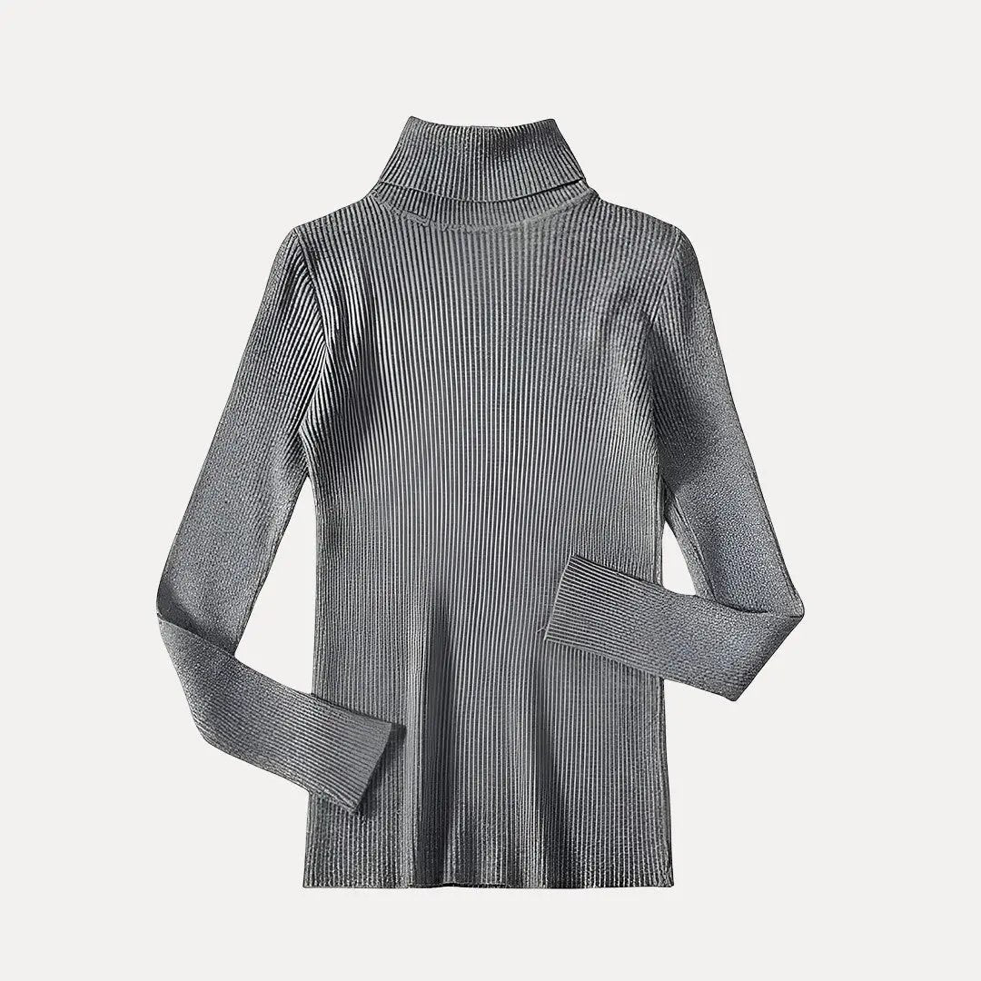 Women's ribbed mock neck sweater slim fit knit pullover cozy layering essential for fall
