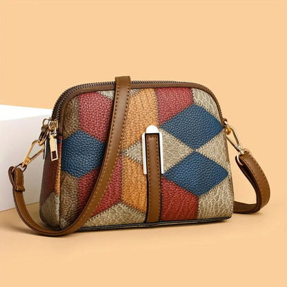 Wavlynn Gail geometric print faux leather crossbody bag compact chic vegan everyday carry