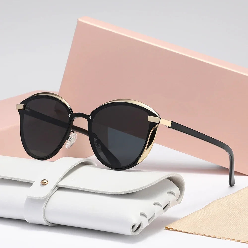 Lunaria Luxe cat-eye sunglasses gold metal accents lightweight frame UV400 lenses elegant finish