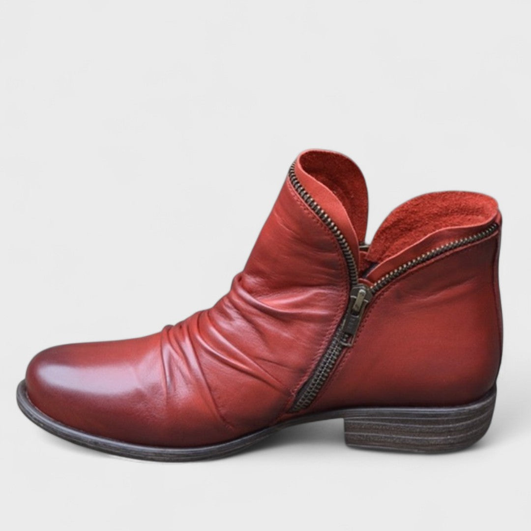Maggie comfort boots in neutral tones with cushioned support and ergonomic slip-on design