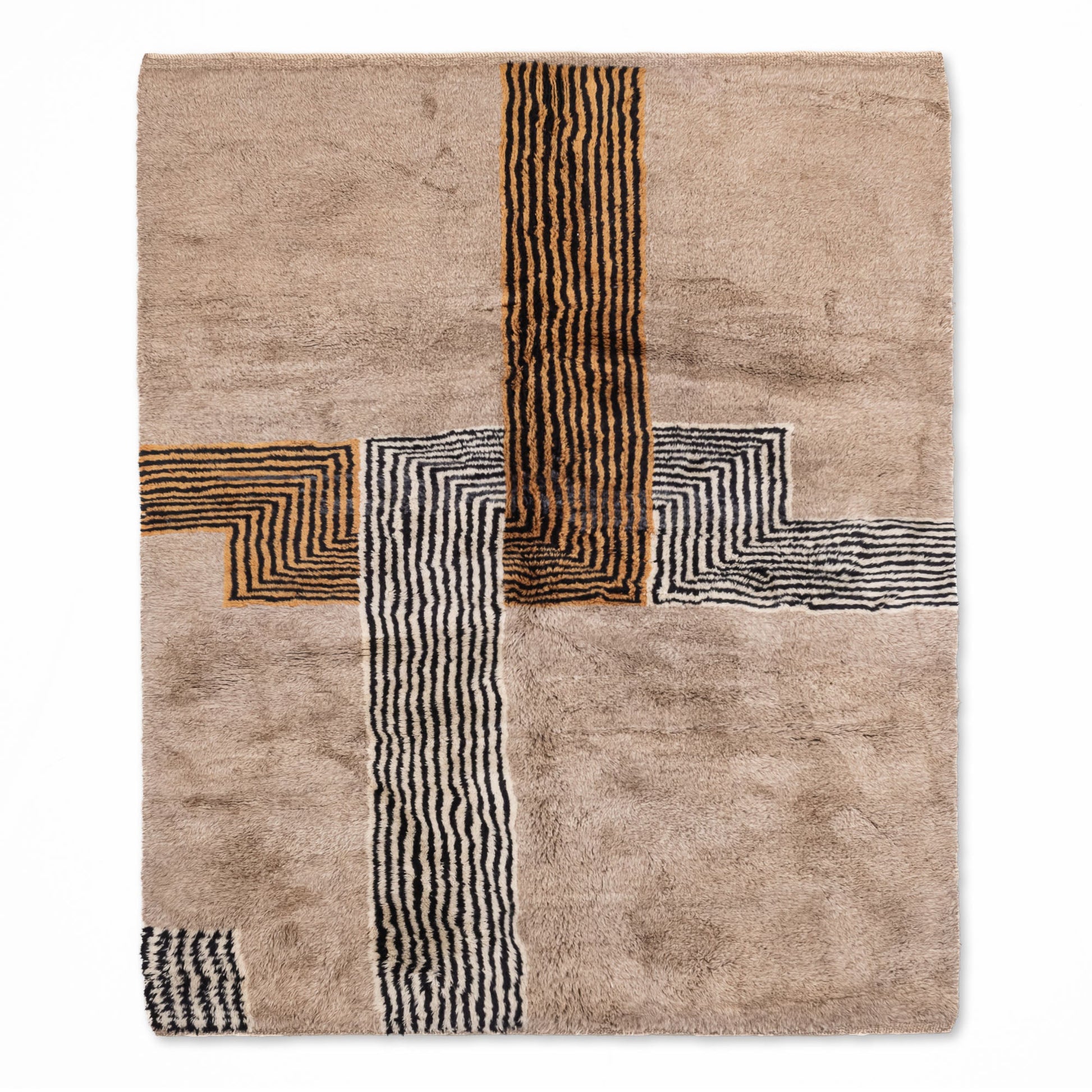 Crossing Lines - Luxury Shag Moroccan Rug - Wavlynn