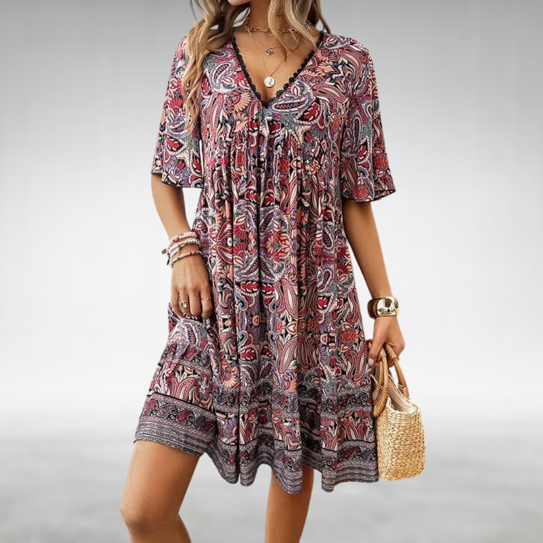 Dahlia women's draped cocktail dress in elegant silhouette with flattering figure-enhancing fit