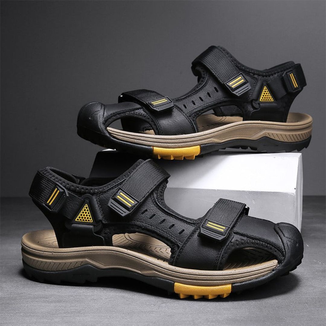 Magnus TrailGuard men's hiking sandals with adjustable straps, cushioned footbed, rugged outdoor design