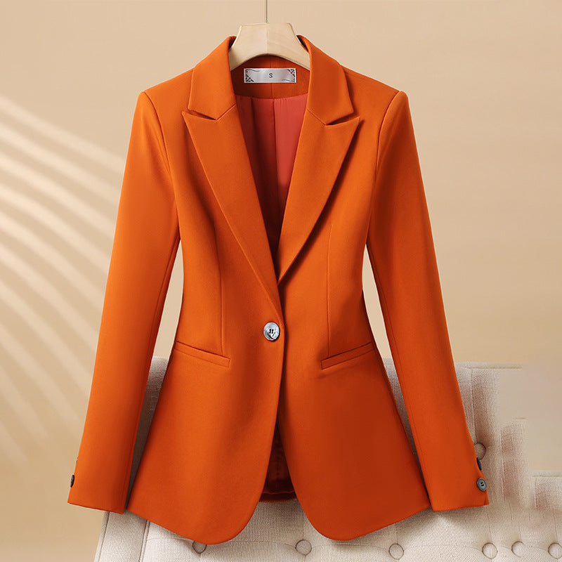 Women's red linen blazer structured tailored fit breathable fabric elegant silhouette