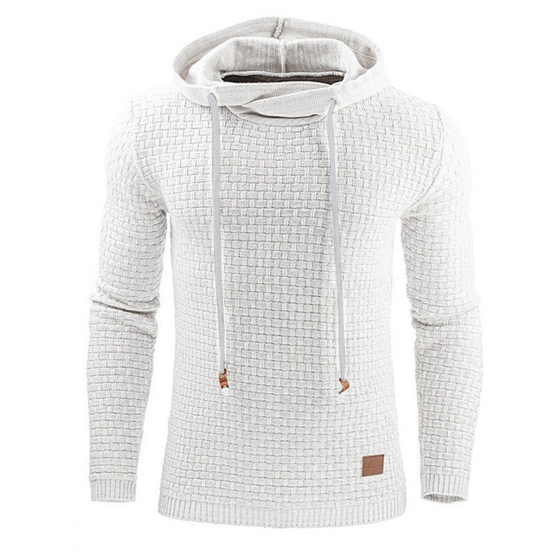 Men's slim fit waffle knit hoodie sweatshirt with ribbed cuffs, casual everyday style by Wavlynn