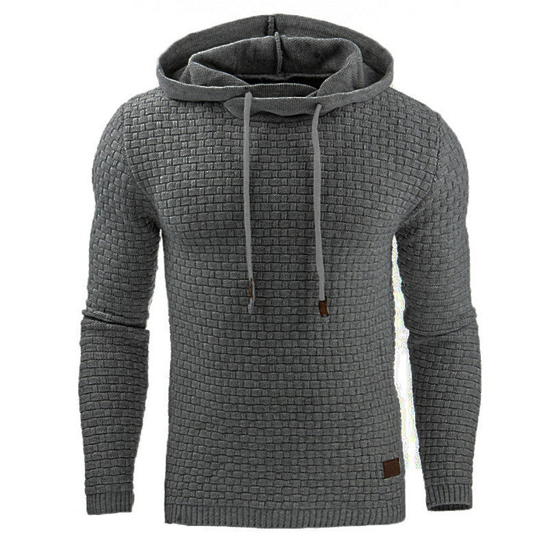 Men's slim fit waffle knit hoodie sweatshirt with ribbed cuffs, casual everyday style by Wavlynn