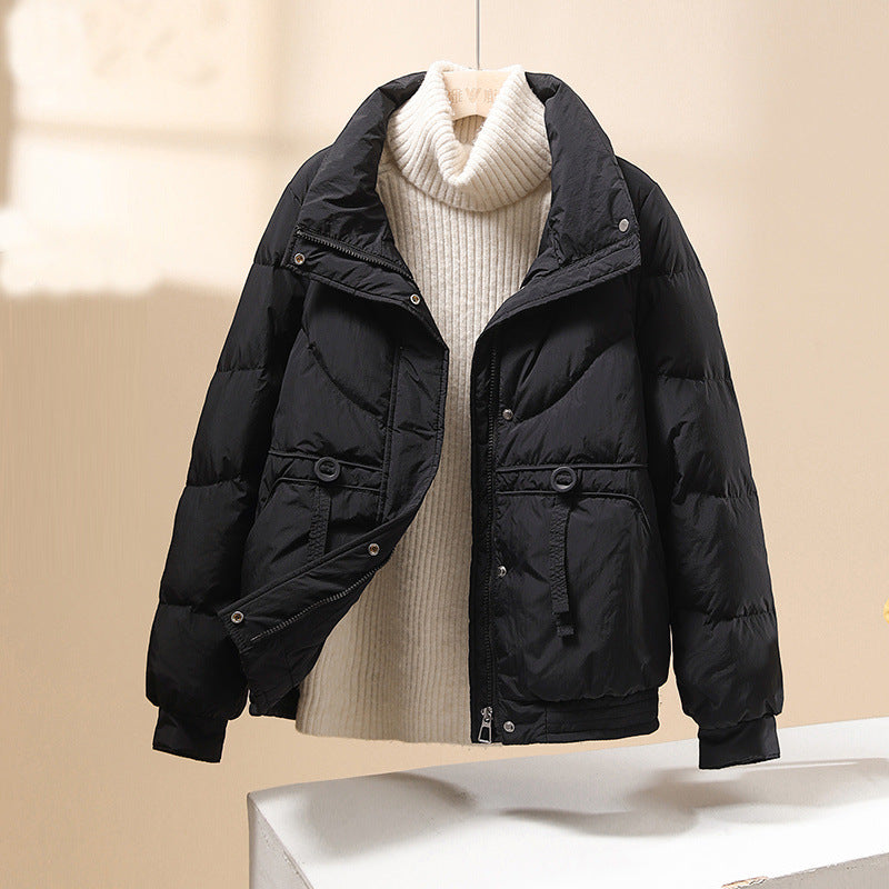 Léa unisex lightweight puffer jacket in neutral tone, quilted silky-soft shell, slim winter fit