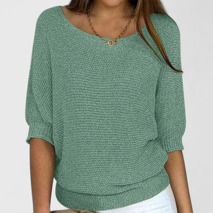 Claire™ relaxed-fit comfortable sweater in soft neutral tones, breathable everyday casual layering style