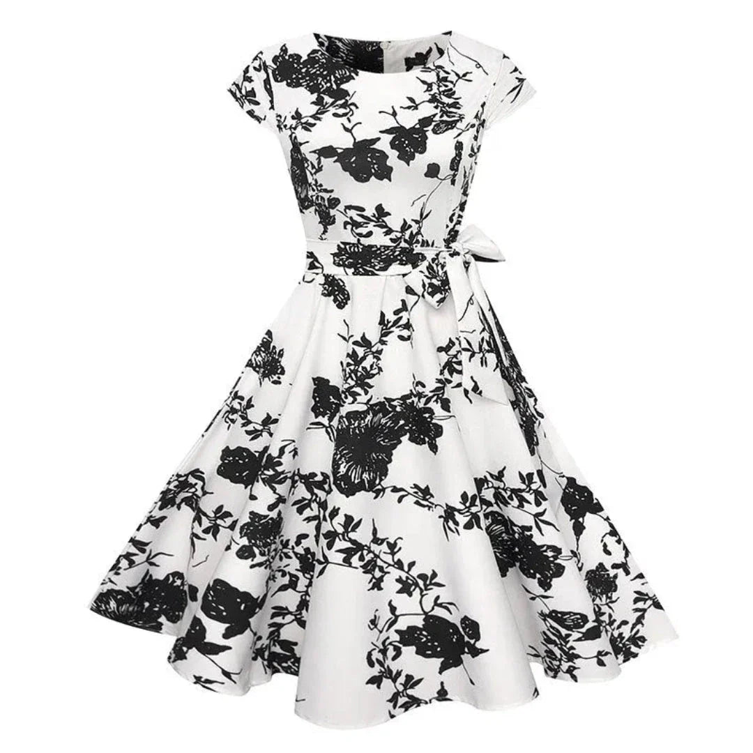 Mandy 1950s vintage swing dress fit-and-flare silhouette with cinched waist retro-inspired style