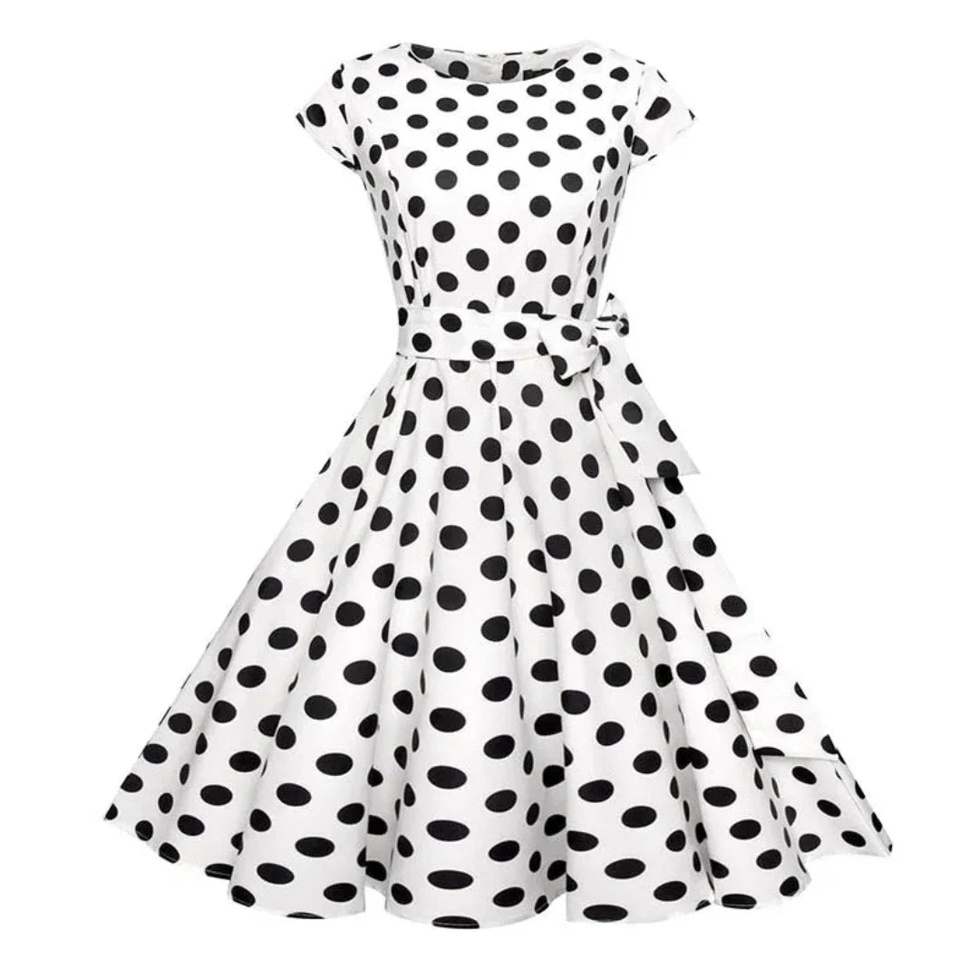 Mandy 1950s vintage swing dress fit-and-flare silhouette with cinched waist retro-inspired style