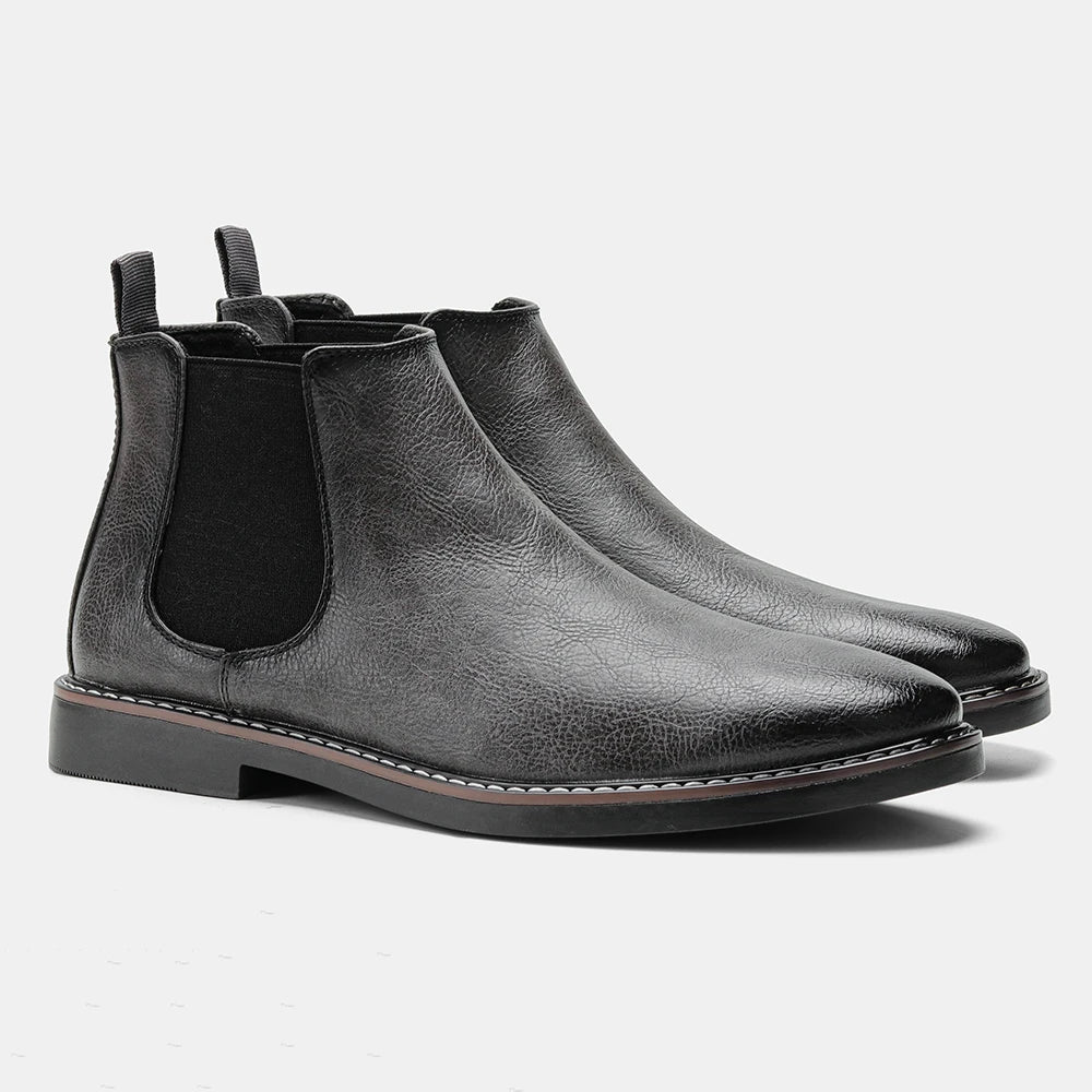Earthtone Chelsea boots by Marco Bianchi, classic silhouette with sleek ankle pull-tab design