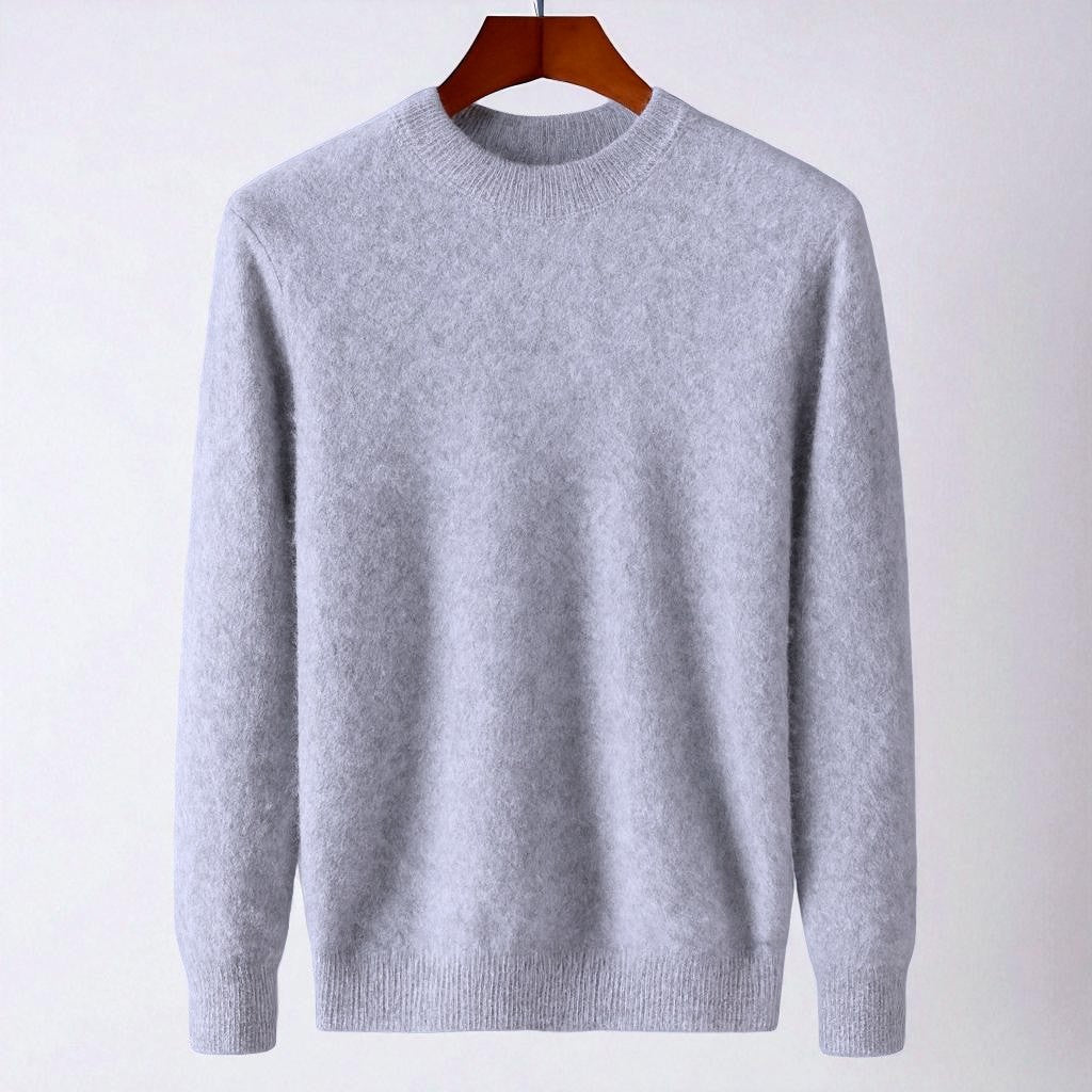 Ivory cashmere crewneck sweater tailored Italian-knit silhouette with fluid drape