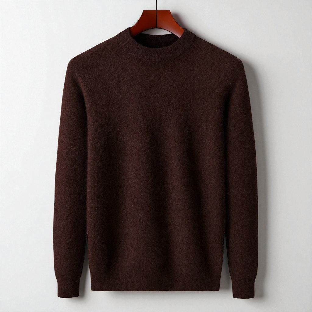 Ivory cashmere crewneck sweater tailored Italian-knit silhouette with fluid drape