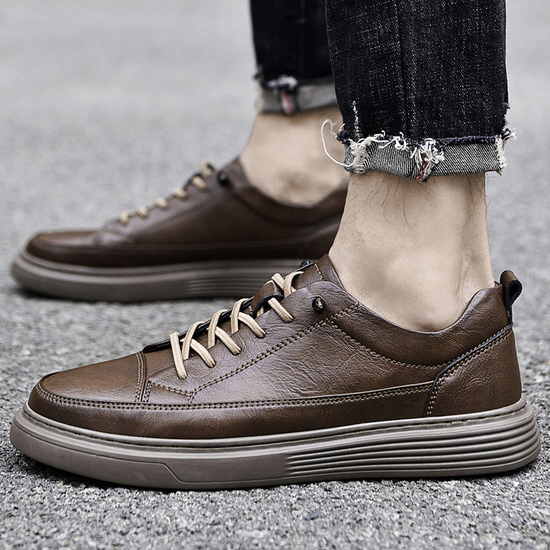 Martelli genuine leather shoes brown full-grain upper subtle panel contrast sleek urban silhouette