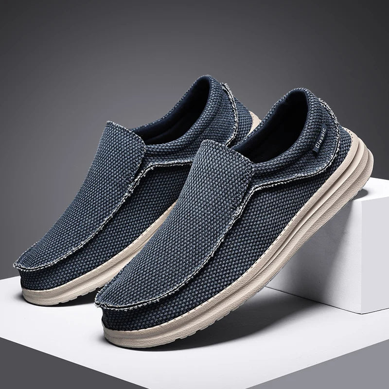Mateo canvas sneakers light neutral tone relaxed silhouette breathable woven upper rugged edges