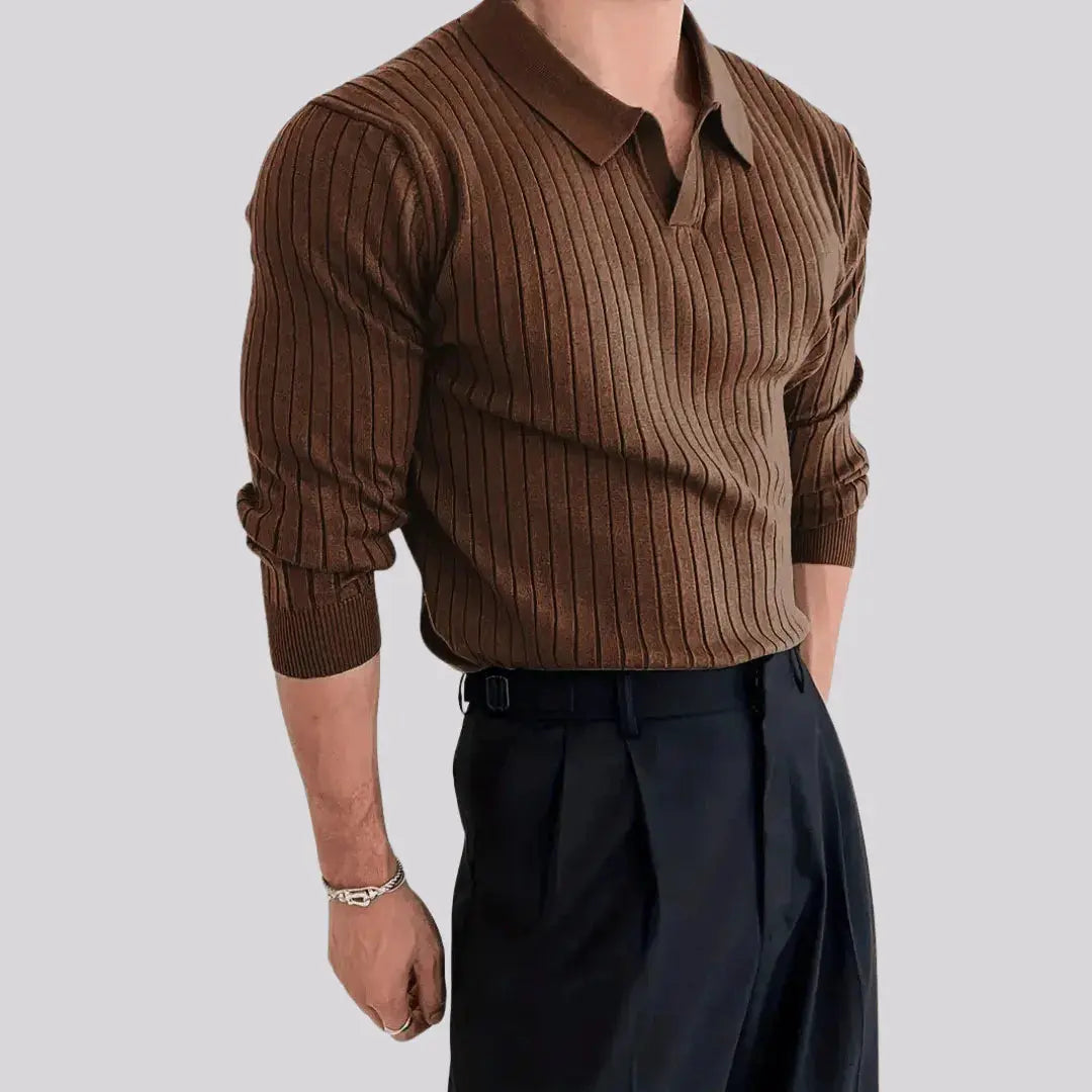 Muscle fit knit sweater men athletic silhouette ultra-soft stretch knitwear casual everyday wear