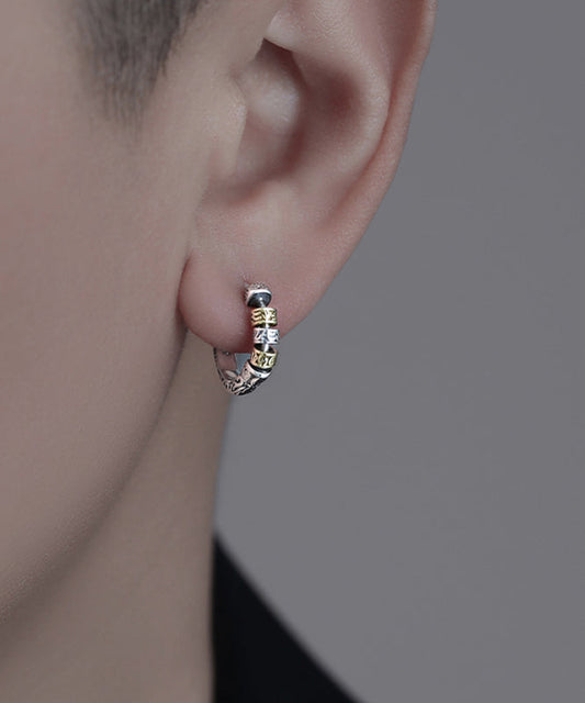 Boucles d'oreilles créoles en argent sterling et soie pour hommes - Wavlynn