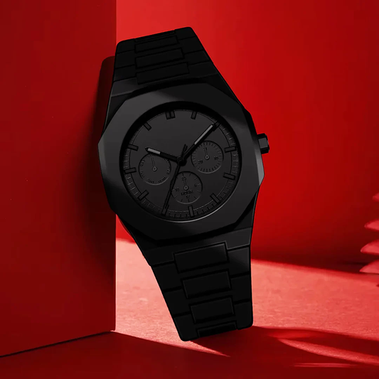 Men’s All-Black Chronograph Watch with Matte Finish - Wavlynn