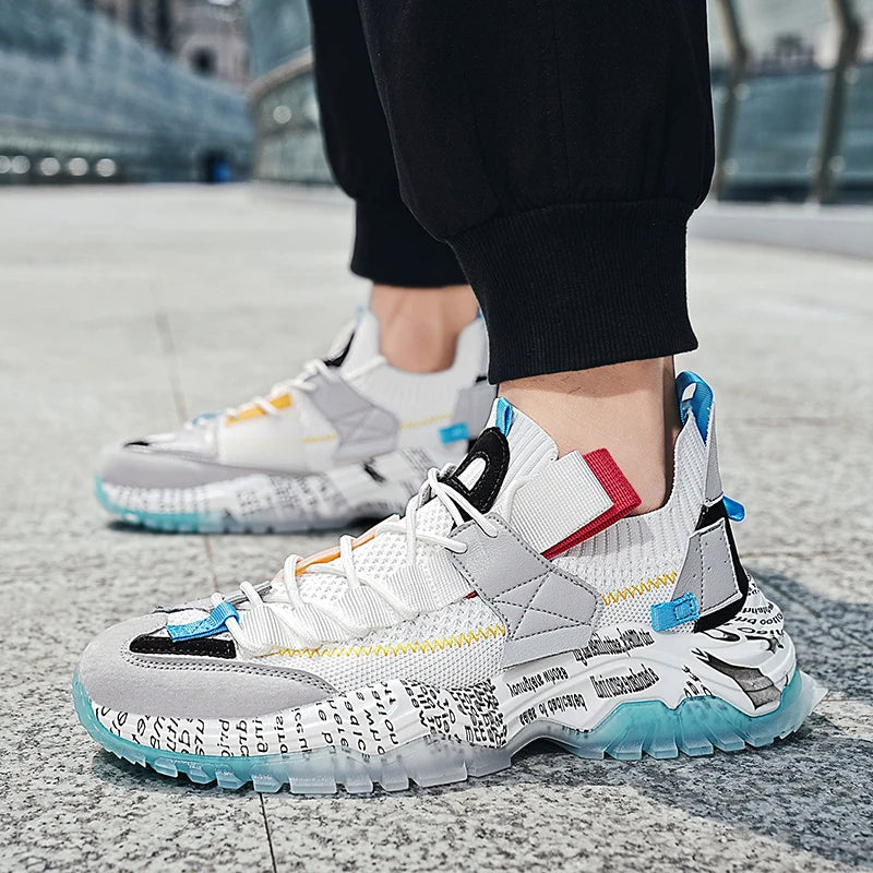 Men's Colorblock Urban Sneakers With Thick Sole Breathable Upper EVA Insole For All Day Walking Comfort