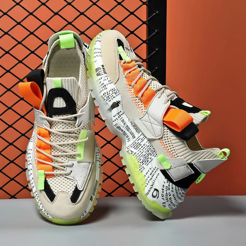 Men's Colorblock Urban Sneakers With Thick Sole Breathable Upper EVA Insole For All Day Walking Comfort