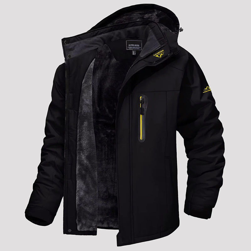 Men's waterproof camouflage winter jacket fleece-lined detachable hood outdoor ski hiking coat