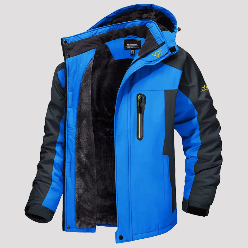 Men's waterproof camouflage winter jacket fleece-lined detachable hood outdoor ski hiking coat