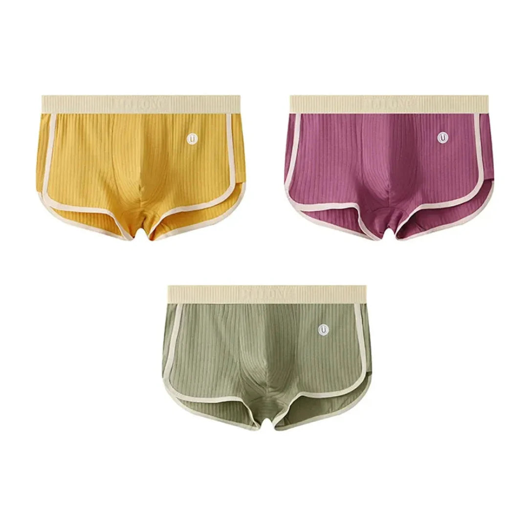 Wavlynn men's ribbed cotton briefs 3-pack with mesh U-shaped support pouch for breathable comfort