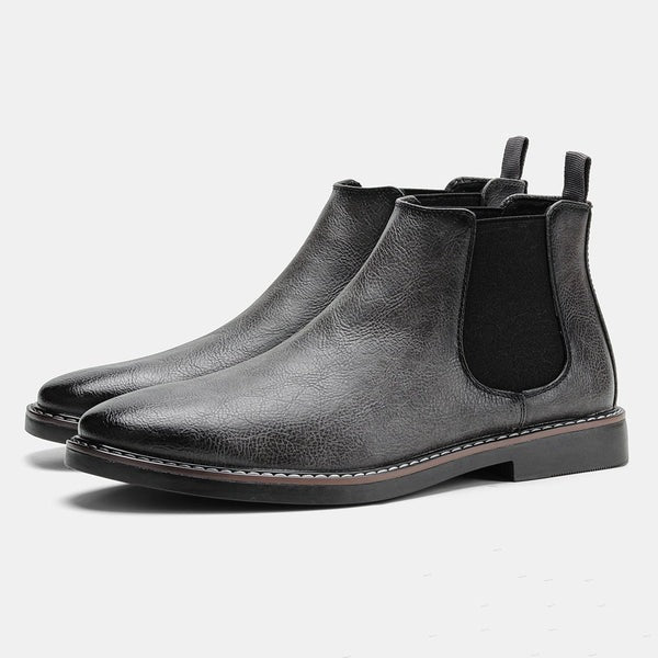 Men's brown leather Chelsea boots structured silhouette versatile work everyday wear smooth finish