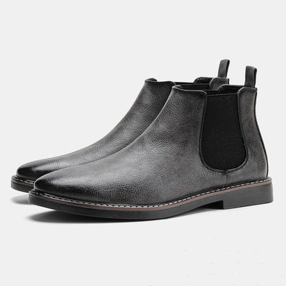 Men's brown leather Chelsea boots structured silhouette versatile work everyday wear smooth finish