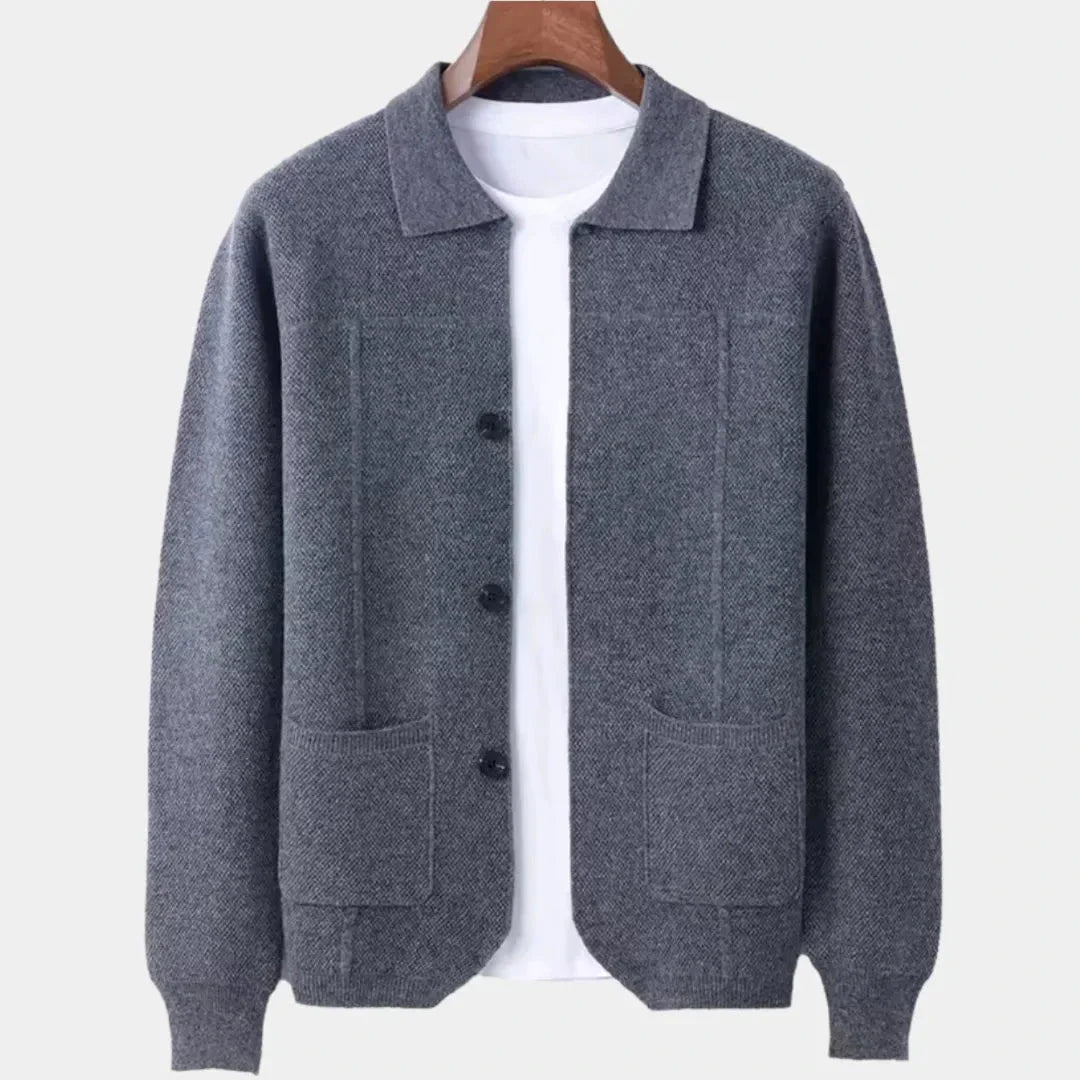 Mens Button Up Wool Overshirt Cardigan For Layering With Clean Structu ...