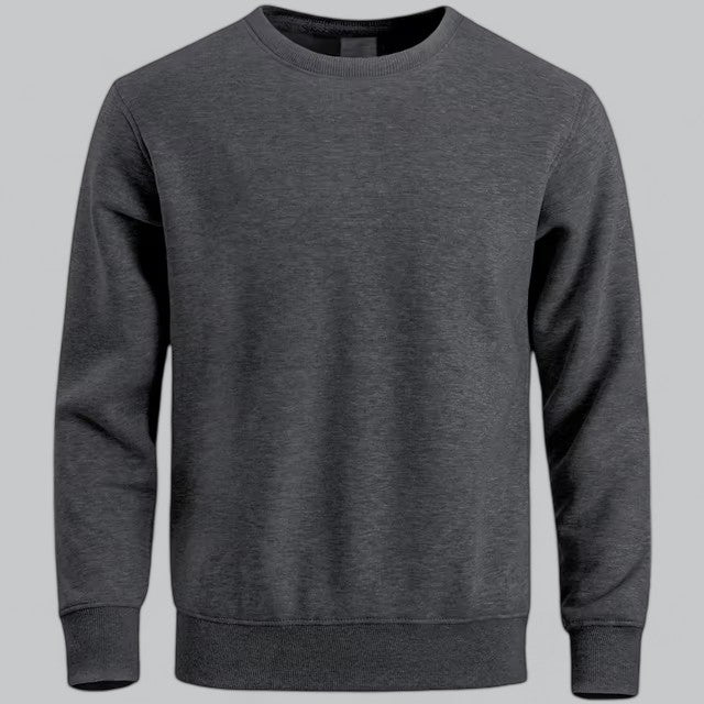 Men's classic crewneck knit sweater long sleeve solid versatile layering top for everyday casual wear