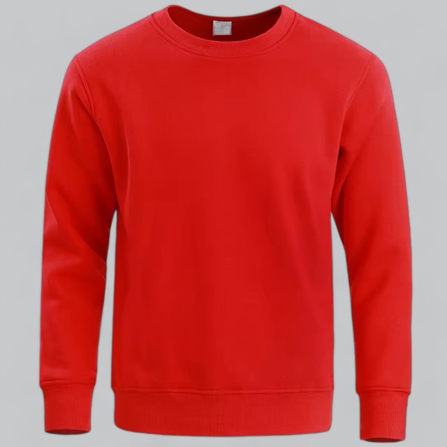 Men's navy blue classic crewneck knit sweater with long sleeves and soft breathable fabric by Wavlynn