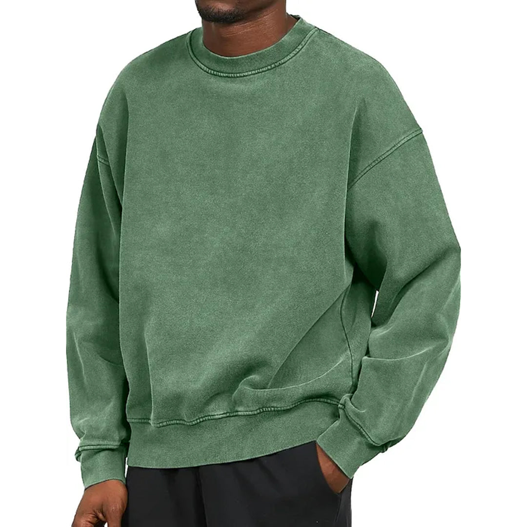Men's relaxed fit cotton blend sweatshirt dropped shoulder silhouette with ribbed trim casual style