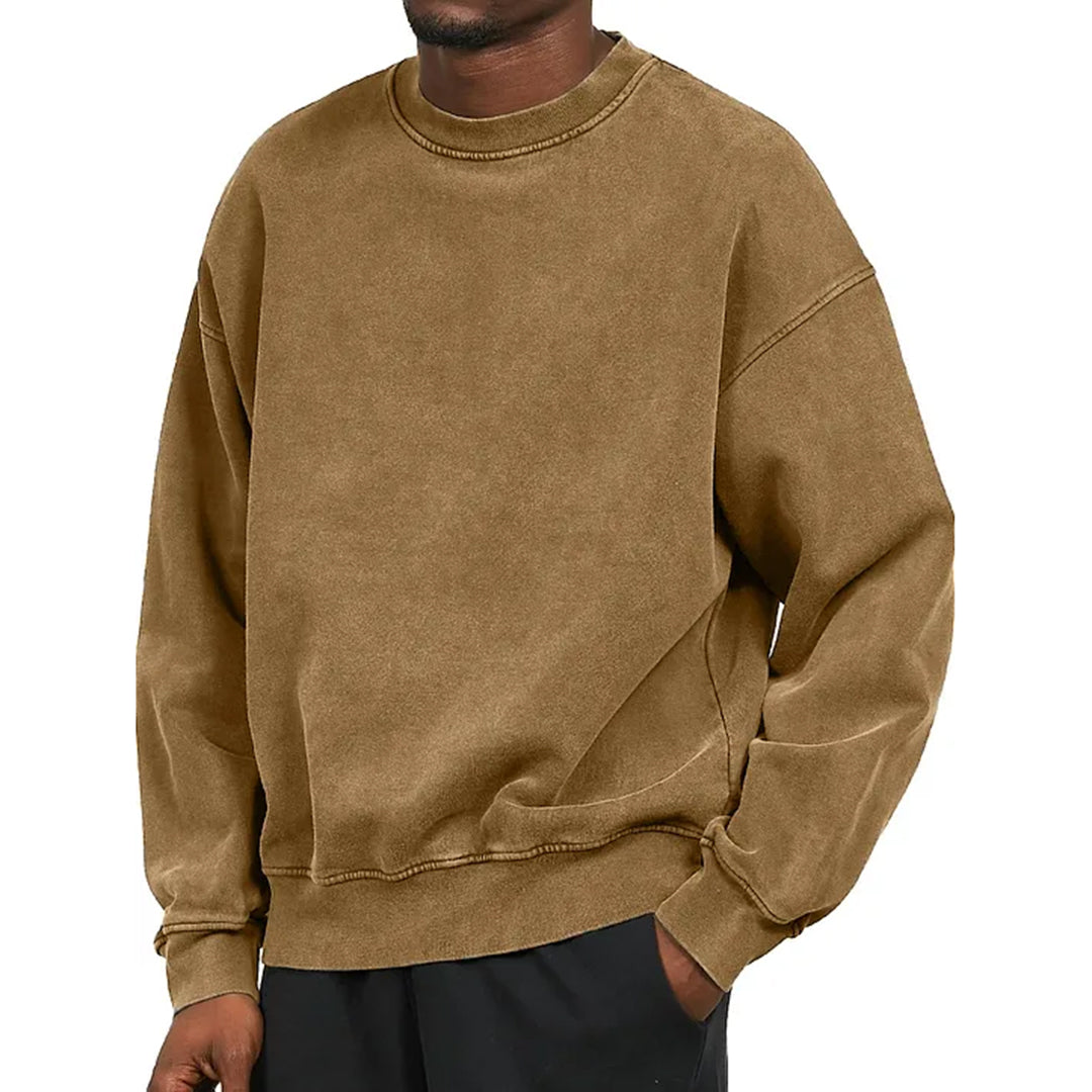Men's relaxed fit cotton blend sweatshirt dropped shoulder ribbed trim casual everyday style