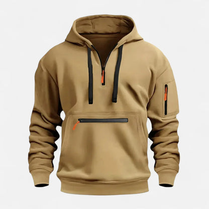 Men's knit zip-up hoodie sweater casual polished style with neon zipper pulls for everyday wear