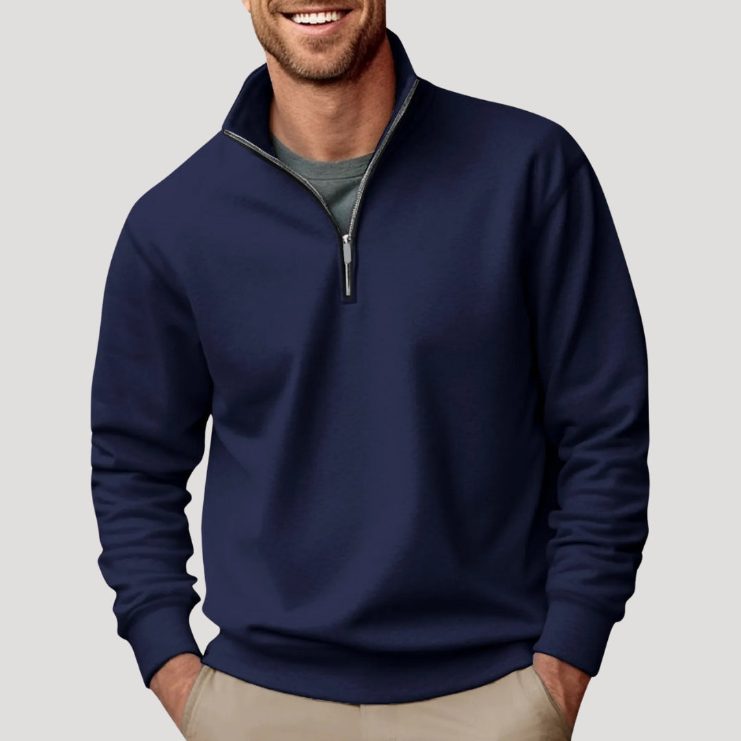 Men's casual gray quarter-zip collar sweatshirt relaxed fit for everyday layering comfort