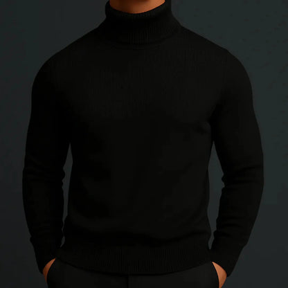 Men's slim fit merino wool turtleneck sweater, breathable fine-gauge knit for refined layering