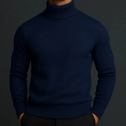 Men's slim fit merino wool turtleneck sweater, breathable fine-gauge knit for refined layering