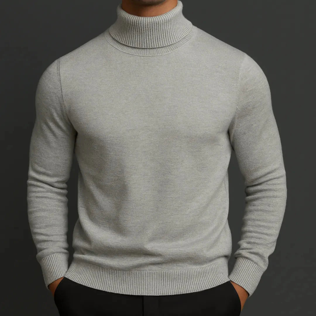 Men's Merino Wool Turtleneck Sweater Slim Fit Knit for Breathable Warmth and Refined Silhouette