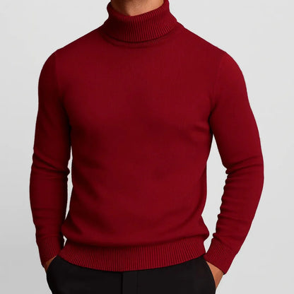 Men's slim fit merino wool turtleneck sweater, fine-gauge knit for breathable warmth and refined silhouette