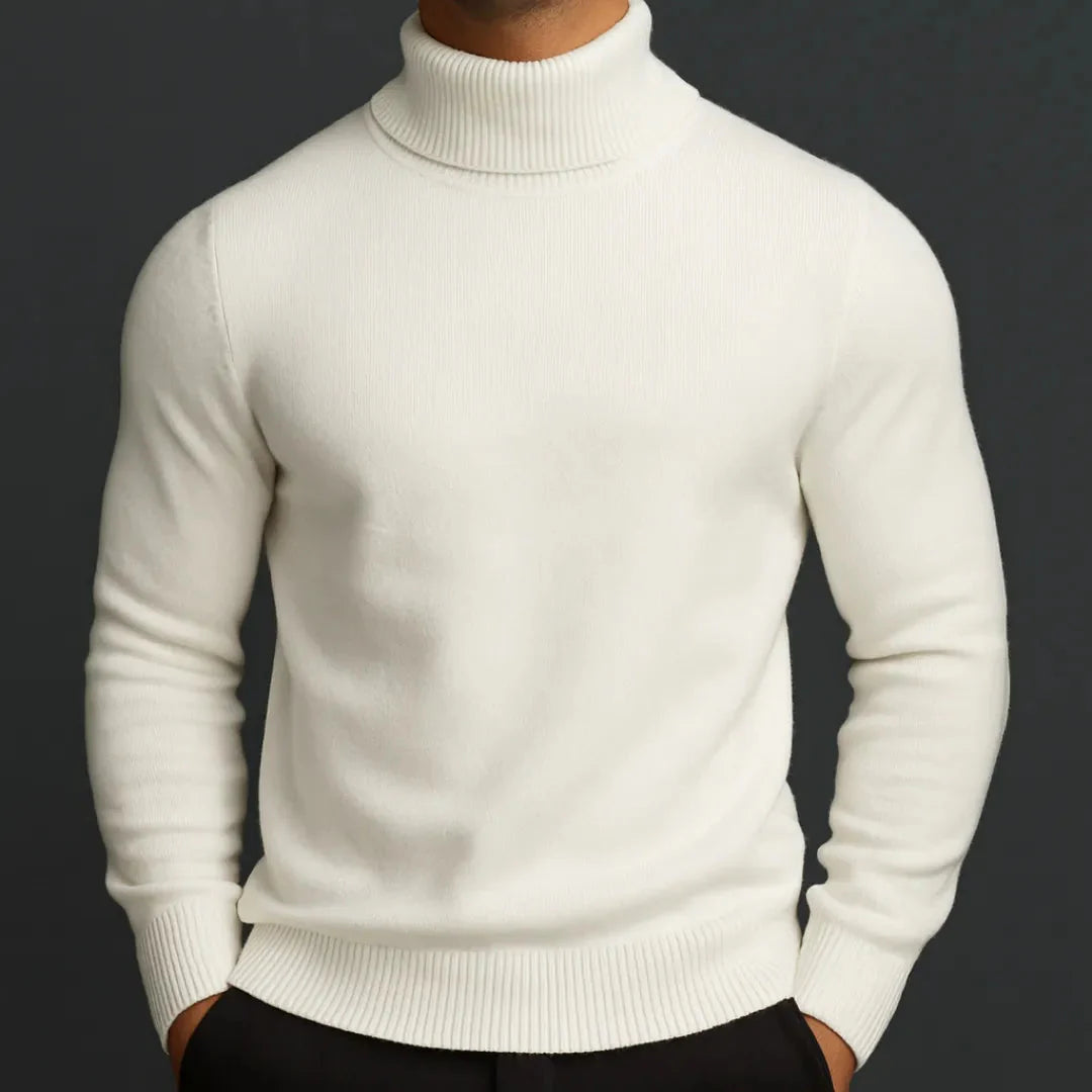 Men's Merino Wool Turtleneck Sweater Slim Fit Knit for Breathable Warmth and Refined Silhouette