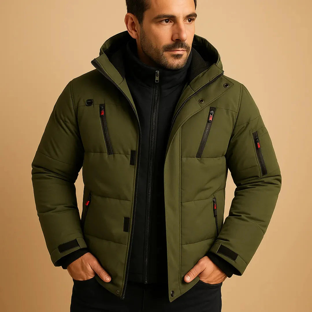 Men's waterproof hooded puffer jacket Wavlynn insulated lining secure pockets lightweight winter coat