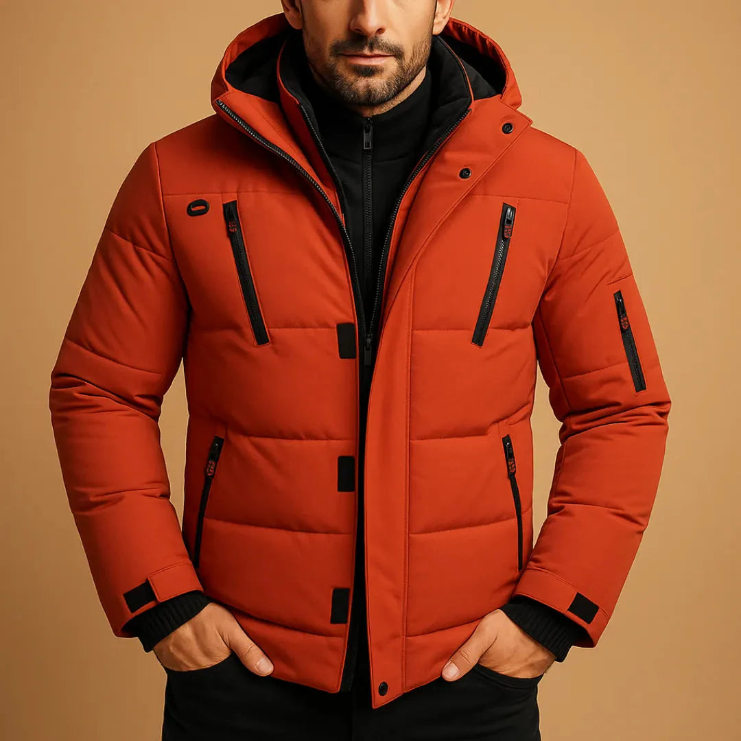 Men's waterproof hooded puffer jacket Wavlynn insulated lining secure pockets lightweight winter coat