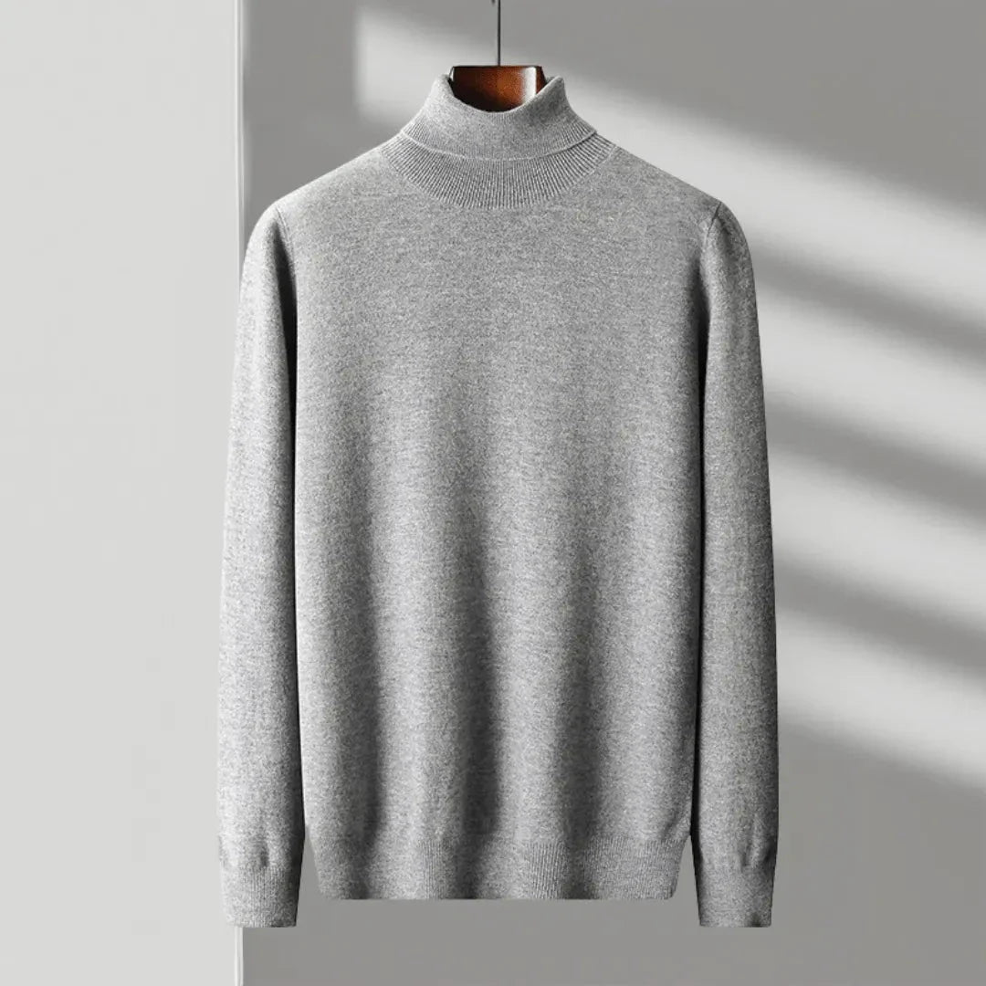 Mac merino wool turtleneck sweater, sleek slim-fit silhouette in premium lightweight knit
