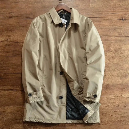 Merrick weatherproof overcoat classic tailored silhouette lightweight weather-resistant all-season coat