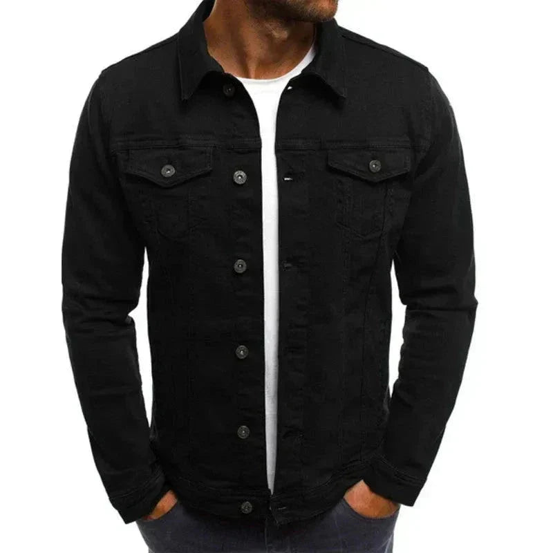 Michael blue denim jacket classic button-down closure with front flap pockets versatile all-season layering