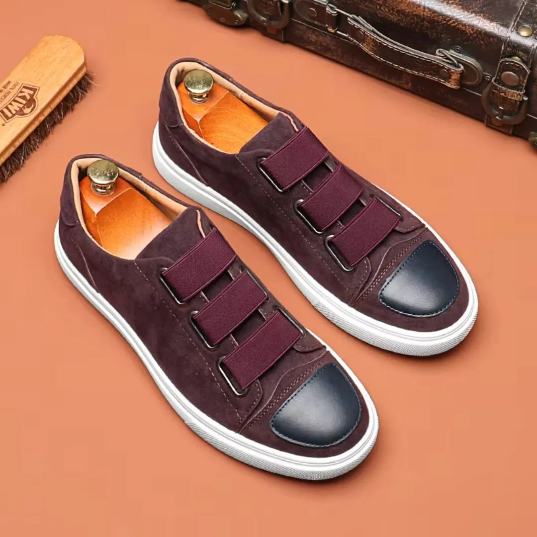 Men's Mico EdgeForm slip-on sneakers with elastic tri-strap closure, suede upper, cushioned sole streetwear