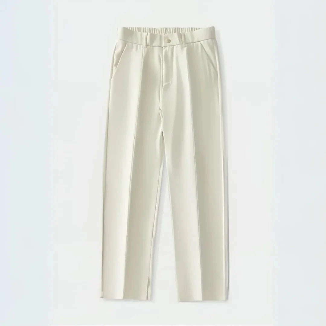 Milan pleated trousers wide-leg silhouette full-length relaxed fit with clean front pleats