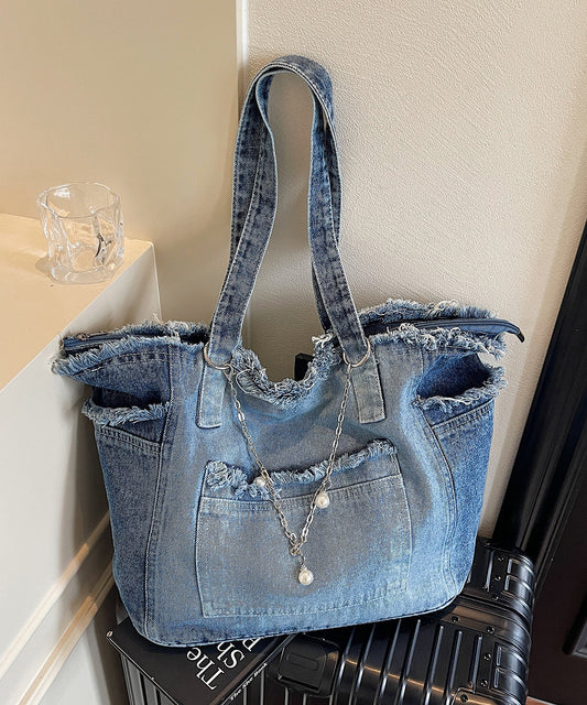 Sacs à bandoulière en denim à franges modernes et à maillons en chaîne - Wavlynn