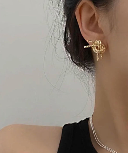 Boucles d'oreilles à tige Love modernes en or et cuivre doré - Wavlynn